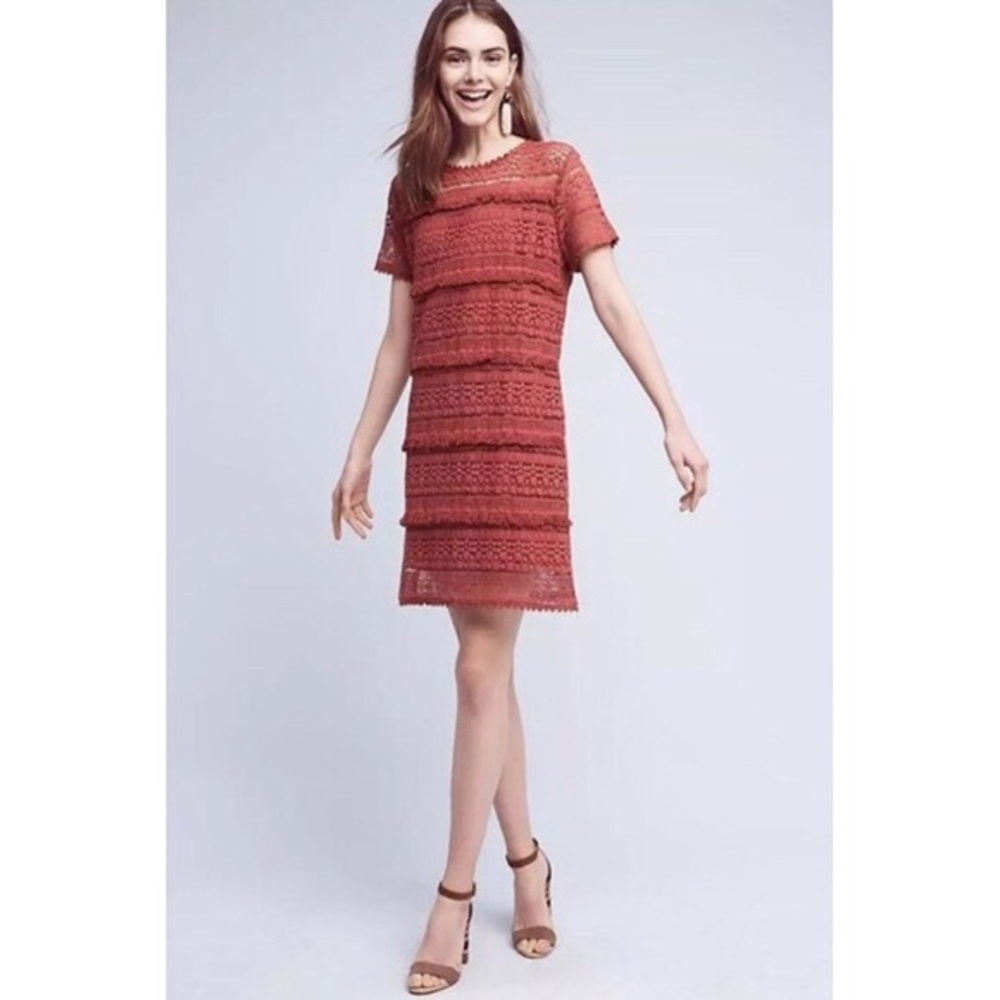 🍁 Anthropologie - XS Rose Crochet Fringe Dress.